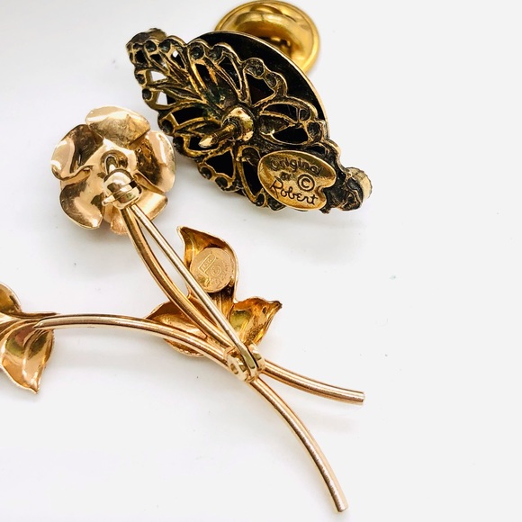 Vintage Original by Robert Pin & Gold Flower Brooch - Picture 10 of 16